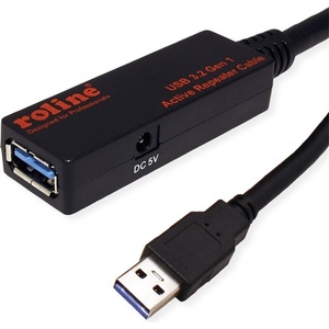Roline Кабел USB 3.2 Gen1 A - A с повторител, M/F, 10 м, черен 12.04. 1070-5 (12.04.1070-5)