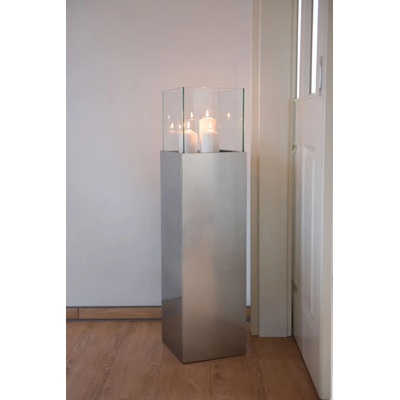 eshop-kvetinace.cz Dekorativní svícen/sloup CANDELA, hliníkový kompozit, výška 100 cm, stříbrná metalíza
