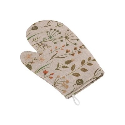 Kuchyňská chňapka - větvičky na režné - béžová, zelená, oranžová - chňapka 28x18 cm – Zbozi.Blesk.cz