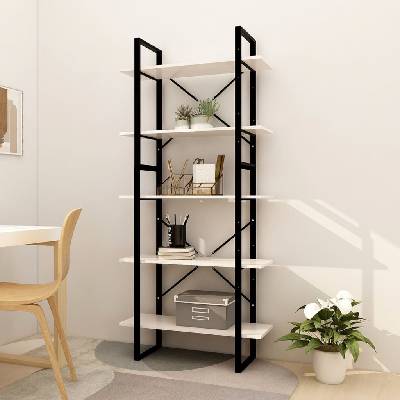 Nabytek XL Knihovna s 5 policemi bílá 80x30x175 cm borové dřevo