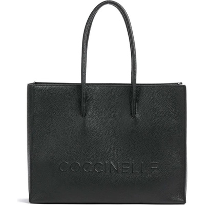 Coccinelle kožená kabelka velká shopper logo černá