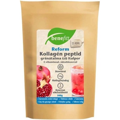Benefitt Reform Hovädzí kolagénový peptidový nápoj v prášku s vitamínom C a stéviou granátové jablko 300 g