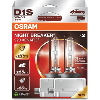 OSRAM D1S 35W XENARC® NIGHT BREAKER® LASER +220% 3 year guarantee* 2 pcs - 66140XN2-2HB
