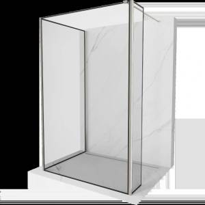 Mexen Kioto душ кабина Walk-in 130 x 110 x 40 cm, черна рамка, четкан никел - 800-130-110-221-97-70-040 (800-130-110-221-97-70-040)