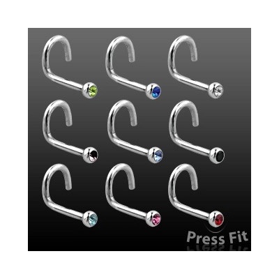 Šperky eshop piercing do nosu se zahnutým koncem se zirkonem C17.18 Červená - R