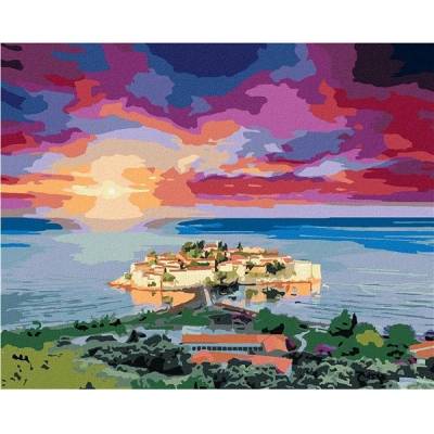 zuty Malování Podle Čísel Výhled Na Sveti Stefan 80 x 100 Cm Plátno