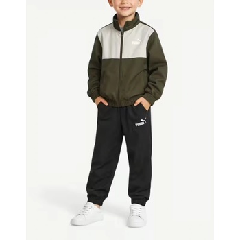 PUMA Woven Colorblock Tracksuit Darrk Olive