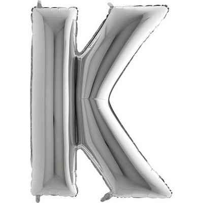 GRABO fóliový balónek PÍSMENO STŘÍBRNÉ K 102cm,40" nafukovací