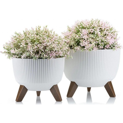HowHomely Plastový kvetináč ROSA LINEA ECO 2KS 15X24,3 CM+18,3X29,2 CM BIELA