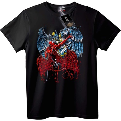 NOONEBRAND Тениска Ангел срещу Демон Битка - 7XL, Black