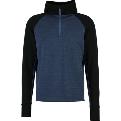 Stoic Мъжки вълнен пуловер Stoic MerinoFleece260 FlenSt. Half Zip with Hood Merino hoodie - Black / Dark Navy / Melange (005-6568-0112)