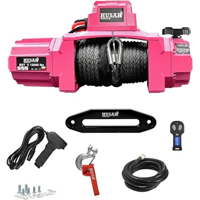 HUSARWINCH Růžový Naviják Husar Winch BST V 12000, 12V, Syntetické lano