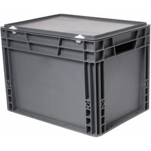 Tavobal 400751 Euro přepravka s víkem 400 x 300 x 290 mm, šedá
