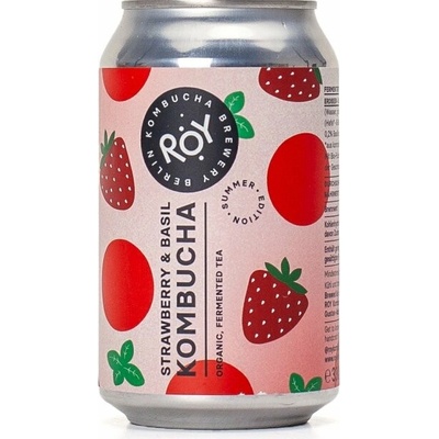 Roy Kombucha BIO jahoda a bazalka 330 ml