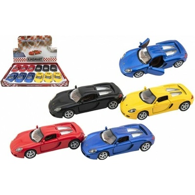 Teddies Auto Kinsmart Porsche Carrera GT 12,5cm kov / plast 4 farby na spätné natiahnutie 12ks v boxe 1:36