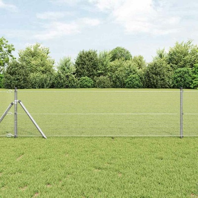 vidaXL Zemní upevnění svařované drátěné ploty 100 x 0,6 m Stříbrná