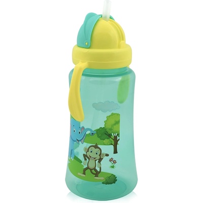 Baby Care Спортна бутилка с дръжка и сламка Lorelli - 330 ml, Зелена (10200920003)