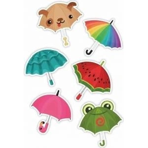 LearnHow Double-sided window decorations - Umbrellas 01 6pcs