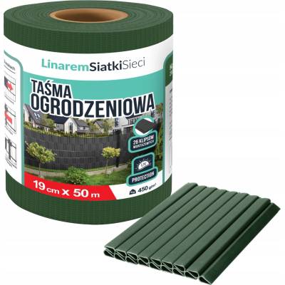Stínící panelové pásy Linarem SiatkiSieci PVC 19 cm x 50 m zelená 450 g/m2 UV
