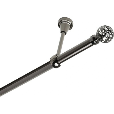 OK-GarnýžeCZ - Garnýž kovová jednořadá 19mm Koule retro onyx 300 cm do stropu / na tunýlek - bez kroužků