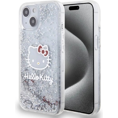 Hello Kitty Liquid Glitter Electroplating Head Logo Case - дизайнерски кейс с висока защита за iPhone 12, iPhone 12 Pro (прозрачен-сребрист)