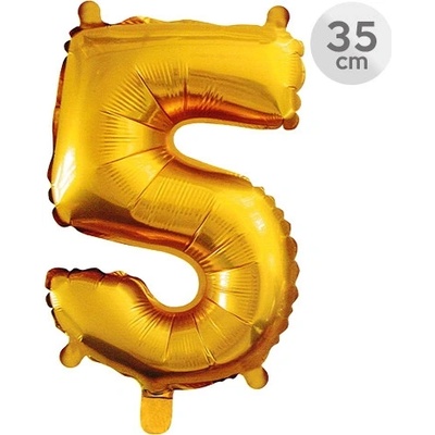 JUNIOR Balón narozeninový 35 cm číslo 5 zlatý