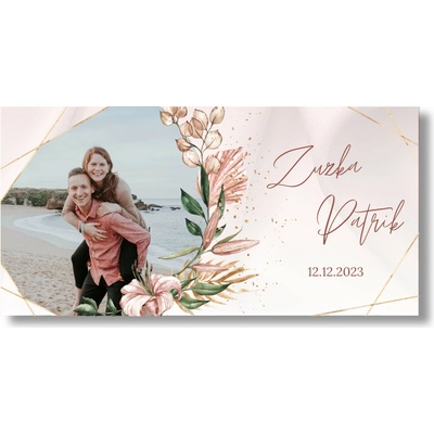 Personal Svadobný banner s fotkou - Lovely pink Rozmer banner: 130 x 65 cm