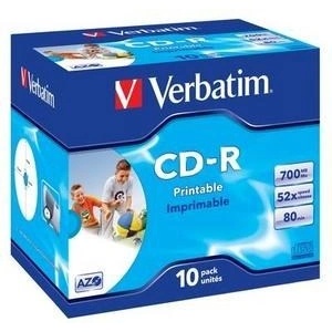 Verbatim CD-R(10-Pack) Jewel/За печат/DLP/52x/700MB (43325)