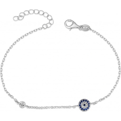 Meucci stříbrný náramek s ozdobou s modrými a čirými zirkony SB215