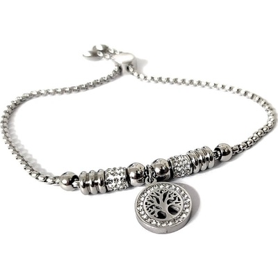 Stainles Steels náramek z chirurgické oceli STROM ŽIVOTA N11 stahovací s krystaly