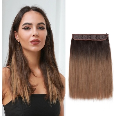 Vlasy clip in 130 g - hnedé ombré vlasové príčesky rovné 40 cm
