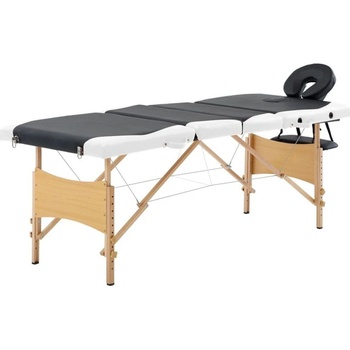 Vidaxl Skladací masážny stôl 4 zónový drevený čierny a biely