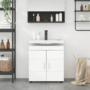 vidaXL Комплект шкафове за баня TULUM Лъскаво бяло 60 x 34 x 63 см (880325)