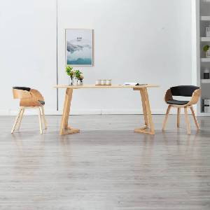 vidaXL Трапезни столове, 2 бр, черни, извито дърво и изкуствена кожа (278865)