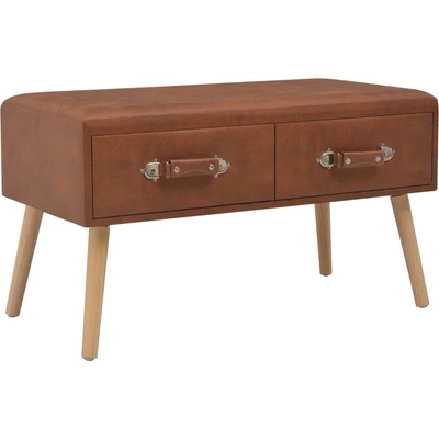 vidaXL Пейка с чекмеджета, 80 см, кафява, изкуствена кожа (277076)