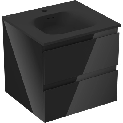 Orio шкаф за баня 50 cm с мивка Vela, 2 чекмеджета, черен гланц/черен мат - 91A10-05047-2-BFF70-W23M71 (91A10-05047-2-BFF70-W23M71)