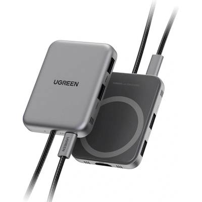 UGREEN Мултифункционален хъб за свързване на допълнителна периферия за устройства с USB-C и MagSafe - Ugreen 7-in-1 Magnetic Docking USB-C Hub 4K 60Hz (CM896 (65759))