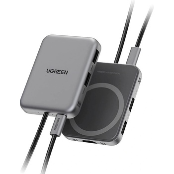 UGREEN Мултифункционален хъб за свързване на допълнителна периферия за устройства с USB-C и MagSafe - Ugreen 7-in-1 Magnetic Docking USB-C Hub 4K 60Hz (CM896 (65759))
