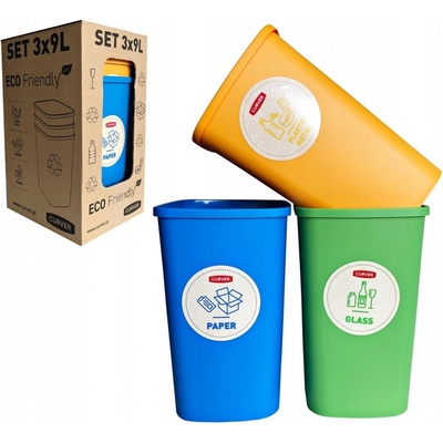 CURVER ECO Friendly 02173-999 3 x 9 l Set košů na tříděný odpad – Hledejceny.cz