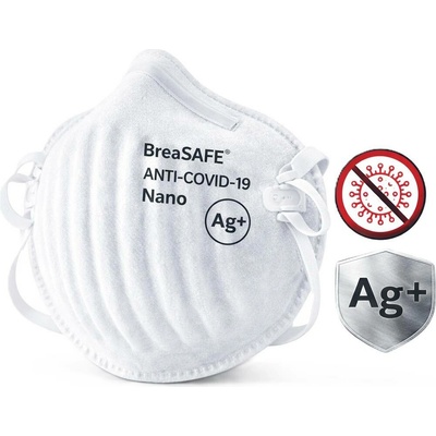 BreaSAFE nano respirátor ANTI-COVID-19 s Ag+ stříbrem CZ Znovupoužitelný 50 ks