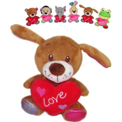 PLYŠ Zvířátko veselé se srdíčkem Love 14cm 6 druhů (plyšová hračka)