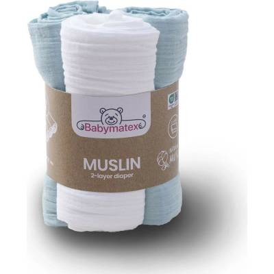Babymatex Mušelínové dvojvrstvové 70 x 80 cm Modré 3 ks