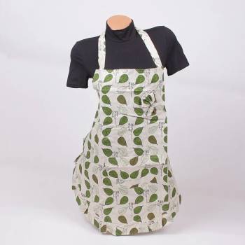 Image 1 of Сиво-бежова готварска престилка с листа