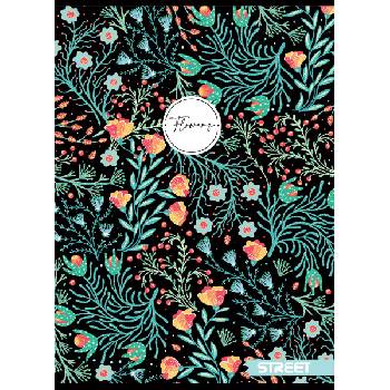 STREET Тетрадка с телчета А5, 60 листа, ШР, БГ, Flowers (25606-А-FLOWERS)