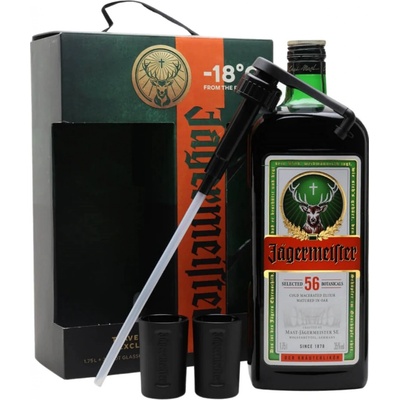 Jägermeister Party Pack 35% 1,75 l (dárkové balení pumpička 2 panáky)