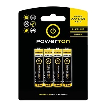 Powerton Baterie jednorázová alkalická, tužková, AAA, 1.5V, Powerton, blistr, 4-pack (WPABACB4)