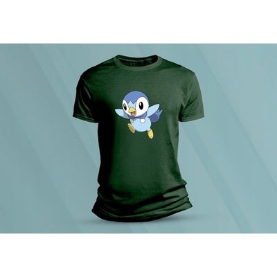 Sandratex dětské bavlněné tričko pokémon Piplup. lahvově zelená