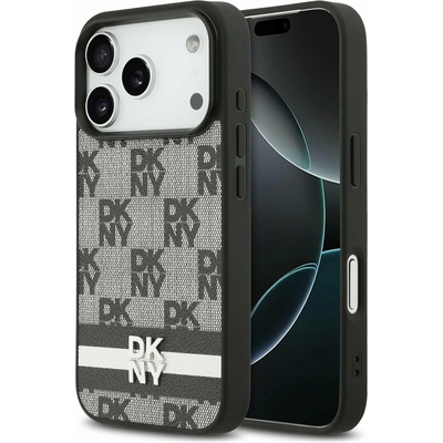 DKNY PU Leather Checkered Pattern and Stripe Заден Калъф за iPhone 17 Pro Черен DKNY | Cheren | МЪЖЕ | UNI