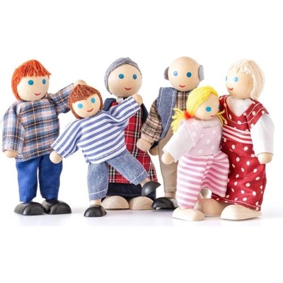 Woodyland Дървени кукли за къща, 6 бр