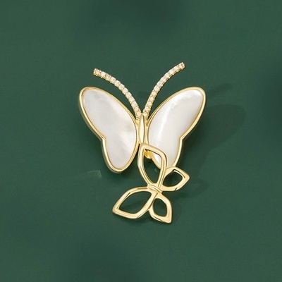 Éternelle Perleťová brož se zirkony Cecilie motýl B7246-X2292-1-150 zlatá